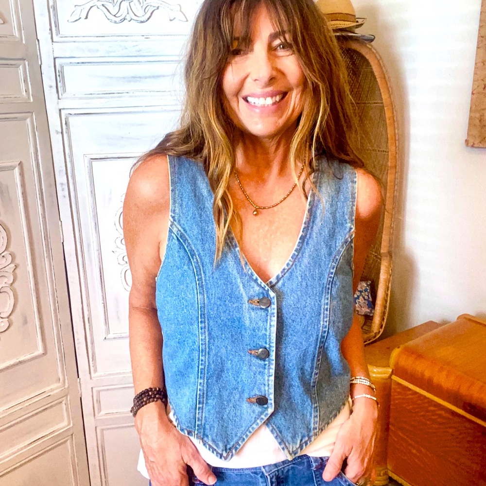 Vintage Denim Vest 80s 90s Y2K Derrière’s Jean Blue 70s Vibe Size M Boho Western